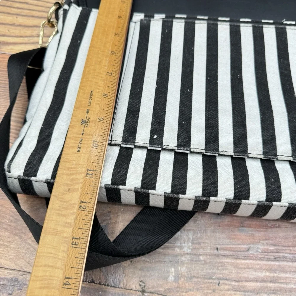 Lovevook Black White Striped Laptop Bag Satchel Shoulder Strap Handle Padded